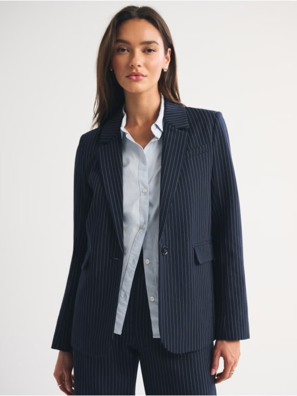Women's Navy Pinstripe Blazer